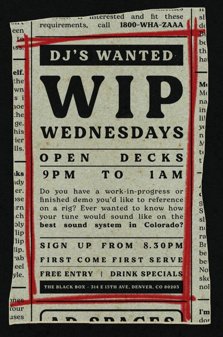 W.I.P. Wednesdays: Open Decks (Free 21+)