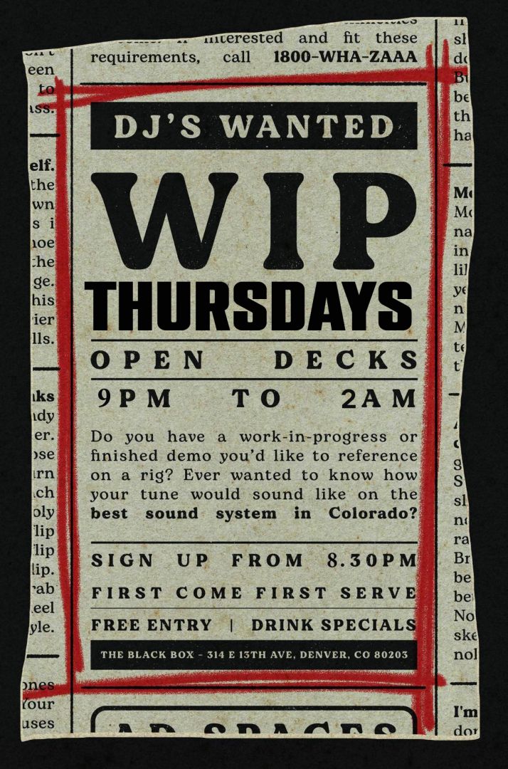 W.I.P. Thursdays: Open Decks (Free 21+)