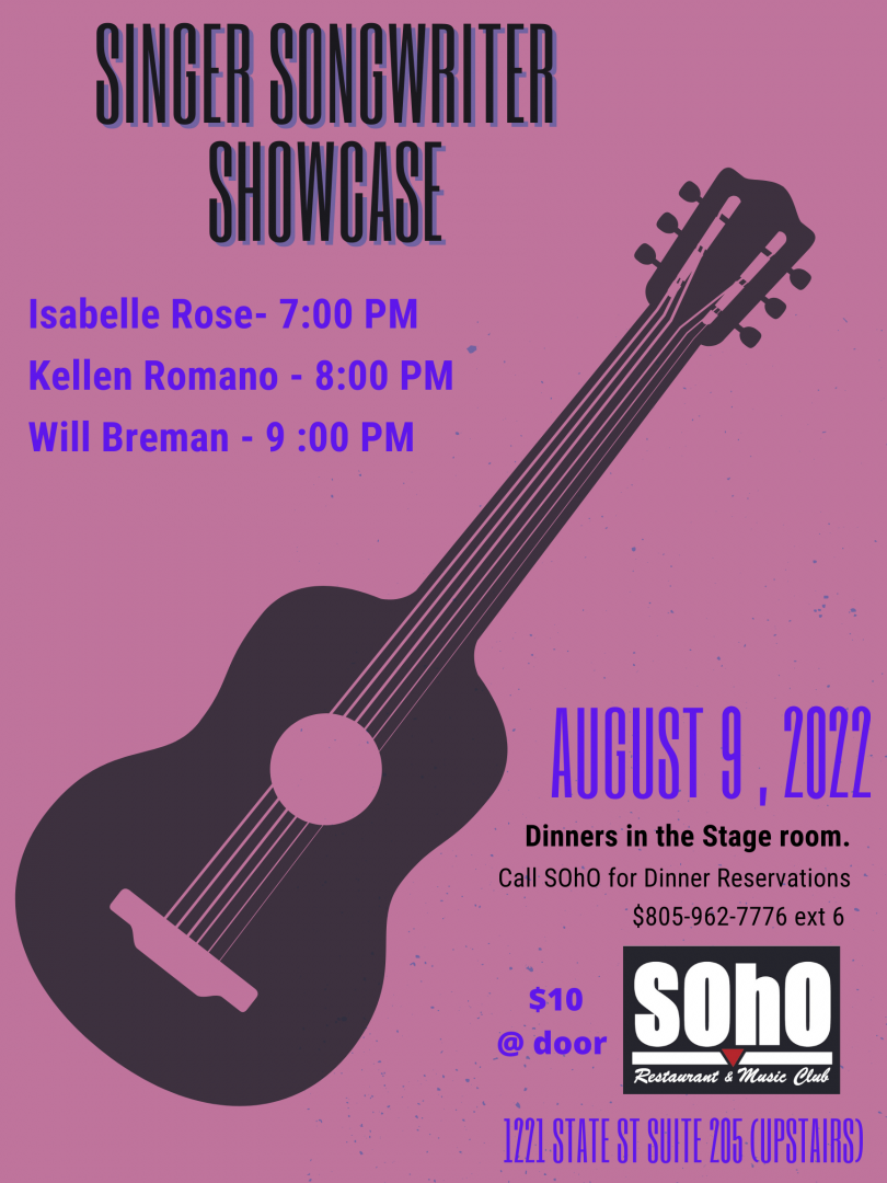 Singer Songwriter Showcase w/ Isabelle Rose, Kellen Romano & Will Breman
