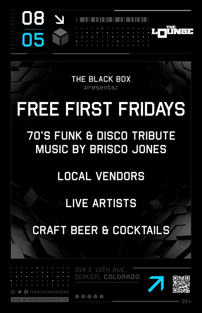 Free First Fridays: 70's Funk & Disco Tribute (Music by Brisco Jones), Local Vendors, Live Artists, & more!
