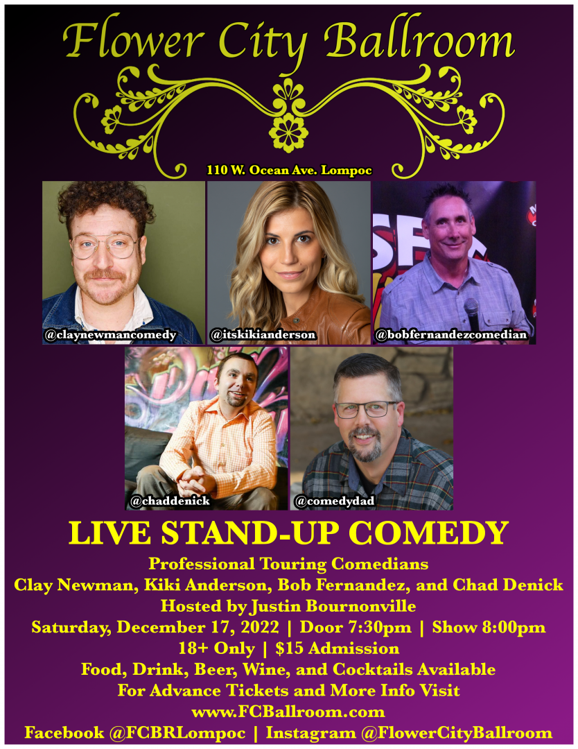 Live Stand-Up Comedy w/ Clay Newman, Kiki Anderson, Bob Fernandez, Chad ...