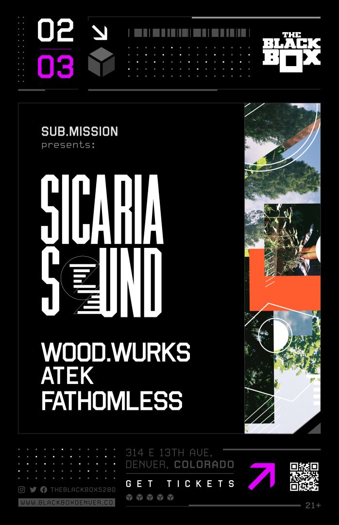 Sub.mission presents: Sicaria Sound w/ wood.wurks, Atek, Fathomless